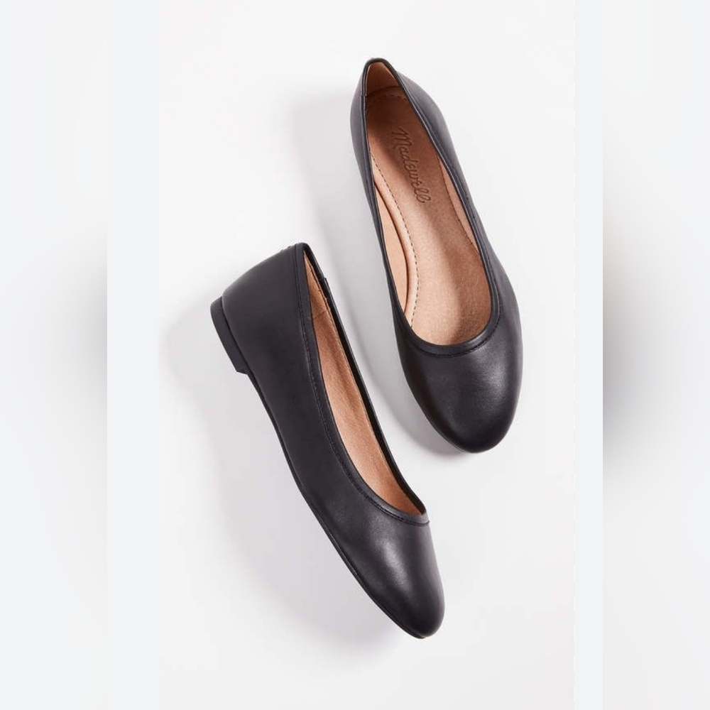 Madewell The Cory Leather Minimalist Flats Size 6.5 in True Black